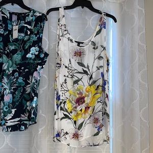 NWT BANANA REPUBLIC BLOUSE IN WHITE FLORAL SZ LARGE.
